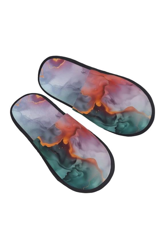 House Slippers for Women Men - Colorful Abstract Waves Lightweight House Shoes Fuzzy Slippers, Soft Slip-On Cozy House Slippers for Woman Indoor Outdoor