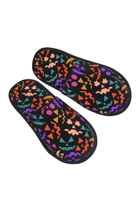 House Slippers for Women Men - Colorful Pumpkin Faces Lightweight House Shoes Fuzzy Slippers, Soft Slip-On Cozy House Slippers for Woman Indoor Outdoor