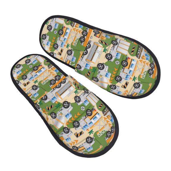House Slippers for Women Men - Construction Machinery1 Lightweight House Shoes Fuzzy Slippers, Soft Slip-On Cozy House Slippers for Woman Indoor Outdoor