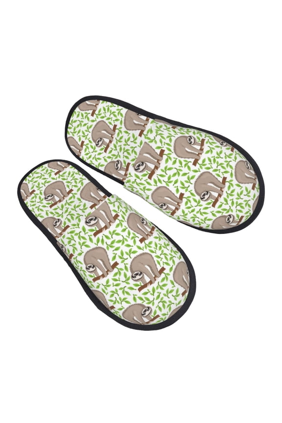 House Slippers for Women Men - Cute Animal Sloth On A Branch Lightweight House Shoes Fuzzy Slippers, Soft Slip-On Cozy House Slippers for Woman Indoor Outdoor