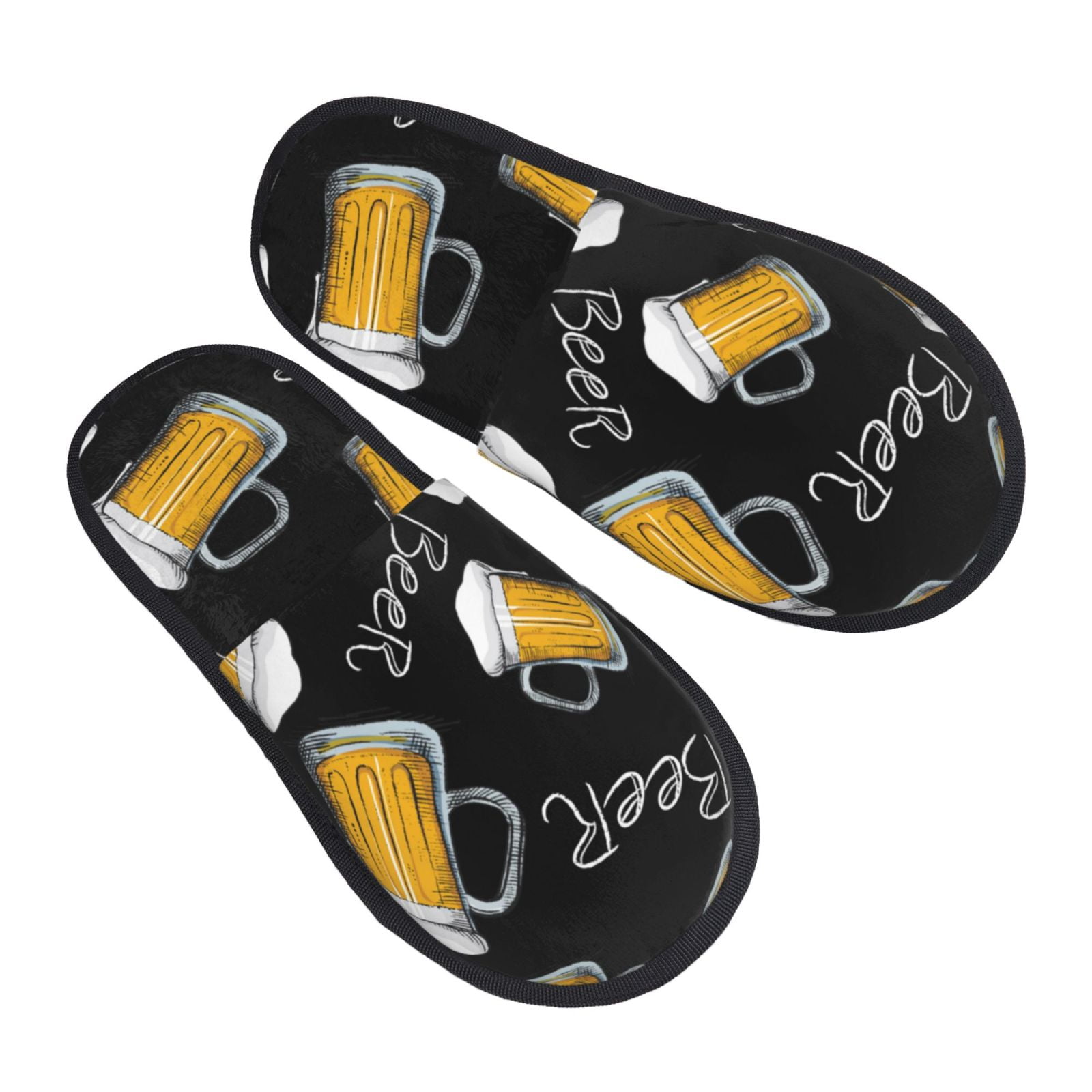 House Slippers for Women Men Cute Cartoon Beer Mug Lightweight Soft