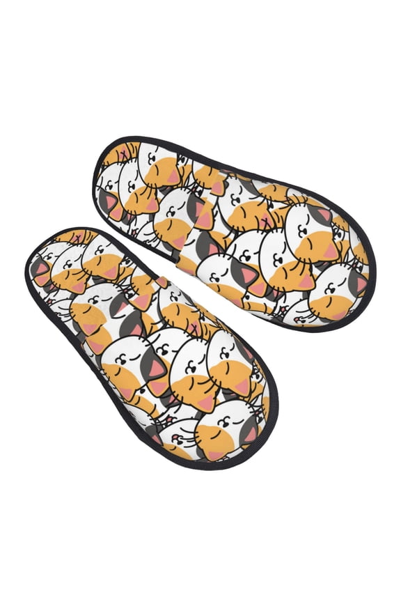 House Slippers for Women Men - Cute Cartoon Smiling Cat Face Lightweight House Shoes Fuzzy Slippers, Soft Slip-On Cozy House Slippers for Woman Indoor Outdoor