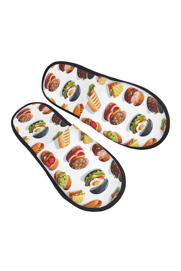 House Slippers for Women Men - Cute Cheese Hamburger Chicken roll Lightweight House Shoes Fuzzy Slippers, Soft Slip-On Cozy House Slippers for Woman Indoor Outdoor