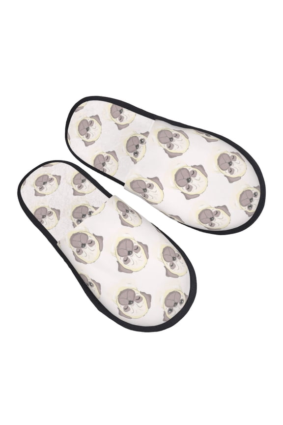 House Slippers for Women Men - Cute French Bulldog Face Pink Lightweight House Shoes Fuzzy Slippers, Soft Slip-On Cozy House Slippers for Woman Indoor Outdoor