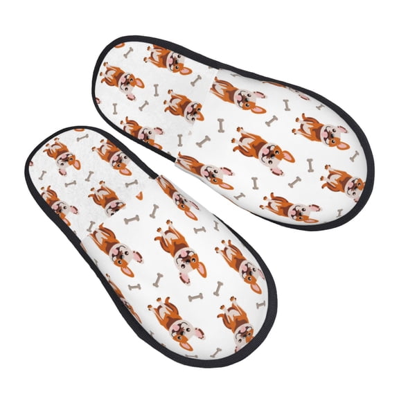 House Slippers for Women Men - Cute French Bulldog White_A Lightweight House Shoes Fuzzy Slippers, Soft Slip-On Cozy House Slippers for Woman Indoor Outdoor