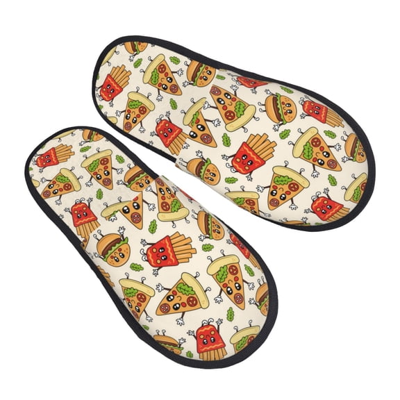 House Slippers for Women Men - Cute French Fries Burger Lightweight House Shoes Fuzzy Slippers, Soft Slip-On Cozy House Slippers for Woman Indoor Outdoor