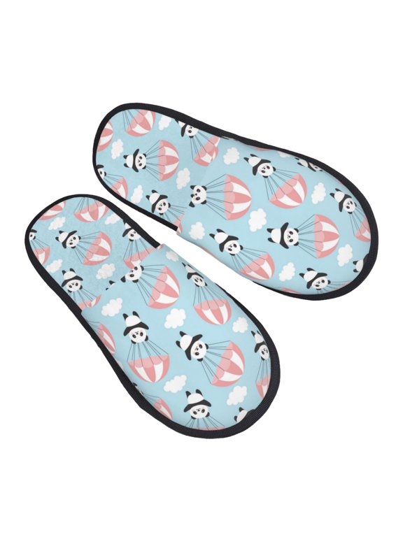 House Slippers for Women Men - Cute Panda Flying in the Sky Lightweight House Shoes Fuzzy Slippers, Soft Slip-On Cozy House Slippers for Woman Indoor Outdoor