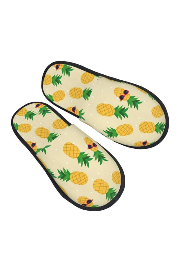 House Slippers for Women Men - Cute Pineapple Sunglass Lightweight House Shoes Fuzzy Slippers, Soft Slip-On Cozy House Slippers for Woman Indoor Outdoor