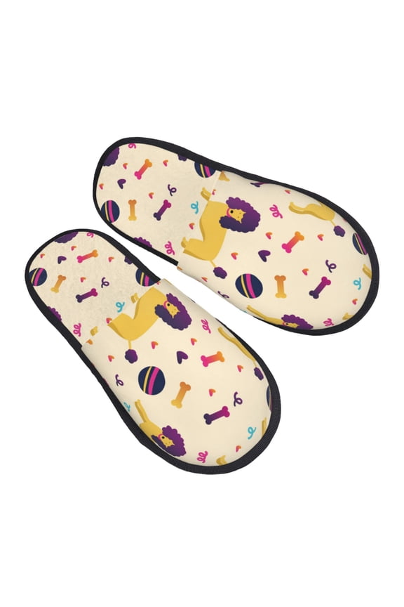 House Slippers for Women Men - Cute Poodle Dog Funny Bones Lightweight House Shoes Fuzzy Slippers, Soft Slip-On Cozy House Slippers for Woman Indoor Outdoor