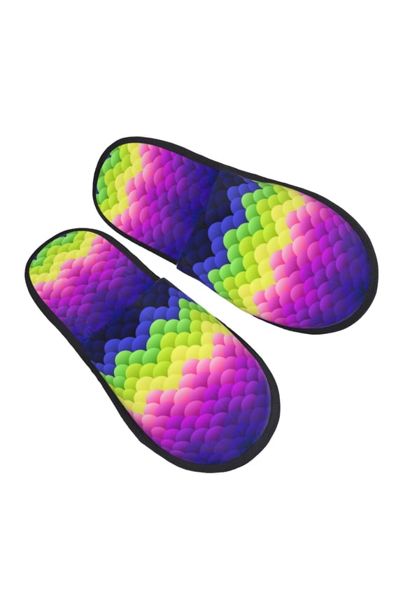 House Slippers for Women Men - Dark bright blue pink blobs Lightweight House Shoes Fuzzy Slippers, Soft Slip-On Cozy House Slippers for Woman Indoor Outdoor