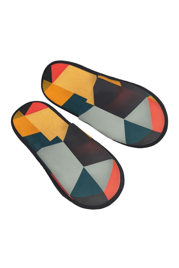 House Slippers for Women Men - Geometric Cube Pattern Art Lightweight House Shoes Fuzzy Slippers, Soft Slip-On Cozy House Slippers for Woman Indoor Outdoor