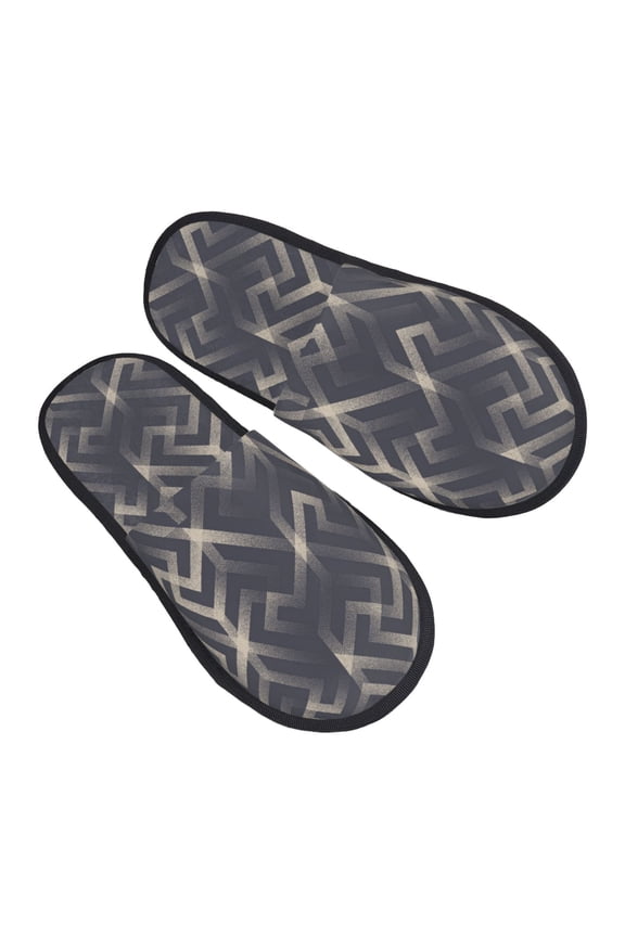 House Slippers for Women Men - Geometric Labyrinth Patterns Lightweight House Shoes Fuzzy Slippers, Soft Slip-On Cozy House Slippers for Woman Indoor Outdoor