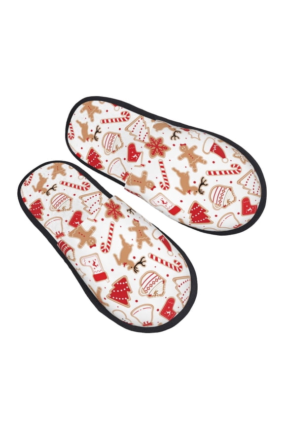 House Slippers for Women Men - Gingerbread Holiday Sweets Lightweight House Shoes Fuzzy Slippers, Soft Slip-On Cozy House Slippers for Woman Indoor Outdoor