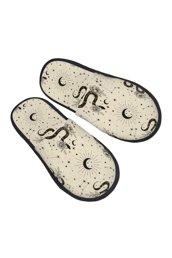 House Slippers for Women Men - Gothic Funny Black Snake Moon Lightweight House Shoes Fuzzy Slippers, Soft Slip-On Cozy House Slippers for Woman Indoor Outdoor