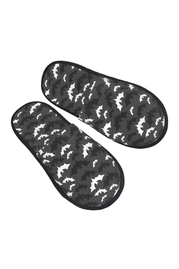House Slippers for Women Men - Halloween Bats grey cool Lightweight House Shoes Fuzzy Slippers, Soft Slip-On Cozy House Slippers for Woman Indoor Outdoor