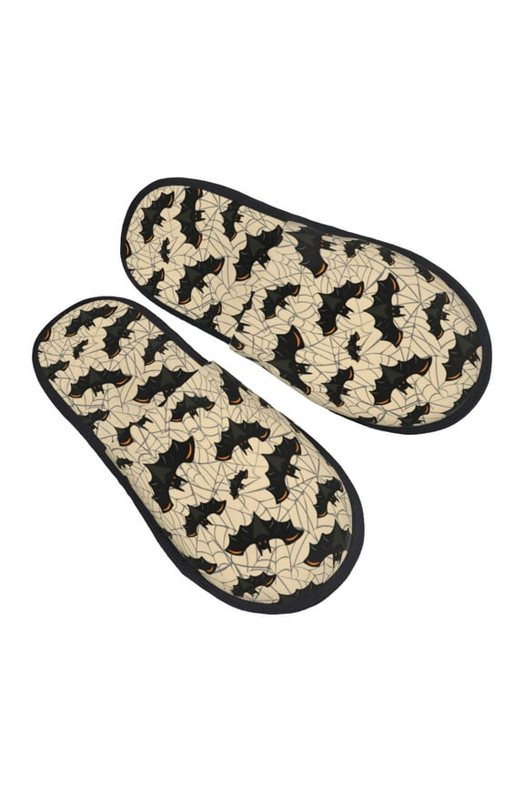House Slippers for Women Men - Halloween gothic Bats Spiderwebs Lightweight House Shoes Fuzzy Slippers, Soft Slip-On Cozy House Slippers for Woman Indoor Outdoor