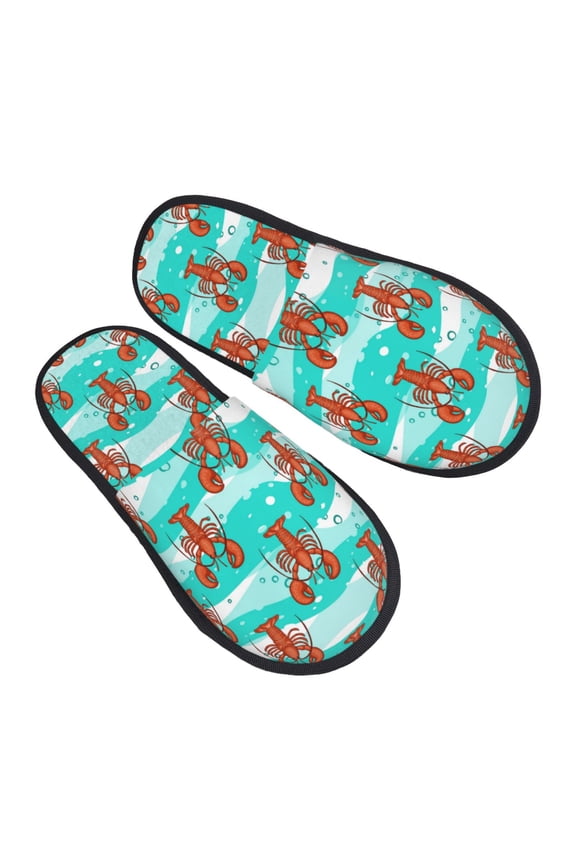 House Slippers for Women Men - Lobsters Of Turquoise Waves Lightweight House Shoes Fuzzy Slippers, Soft Slip-On Cozy House Slippers for Woman Indoor Outdoor