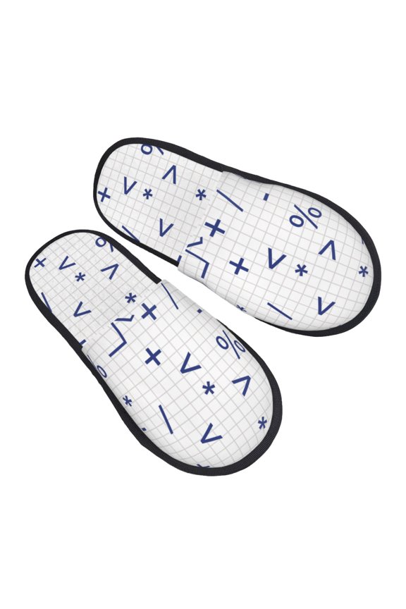 House Slippers for Women Men - Math Symbol Print comical Lightweight House Shoes Fuzzy Slippers, Soft Slip-On Cozy House Slippers for Woman Indoor Outdoor