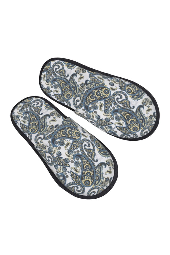 House Slippers for Women Men - Paisley Print No.J911 Lightweight House Shoes Fuzzy Slippers, Soft Slip-On Cozy House Slippers for Woman Indoor Outdoor