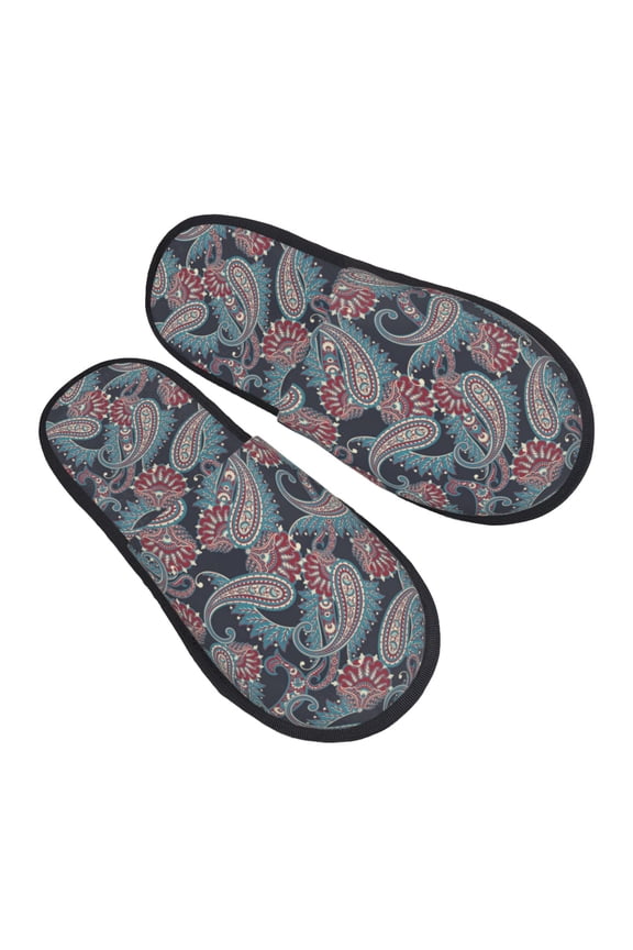 House Slippers for Women Men - Paisley Print No.J915 Lightweight House Shoes Fuzzy Slippers, Soft Slip-On Cozy House Slippers for Woman Indoor Outdoor