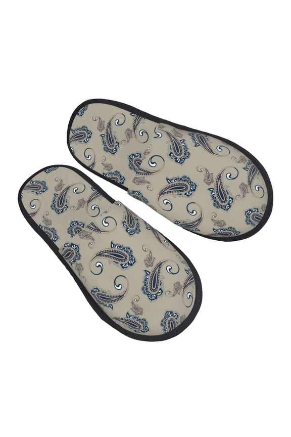 House Slippers for Women Men - Paisley Print No.J917 Lightweight House Shoes Fuzzy Slippers, Soft Slip-On Cozy House Slippers for Woman Indoor Outdoor