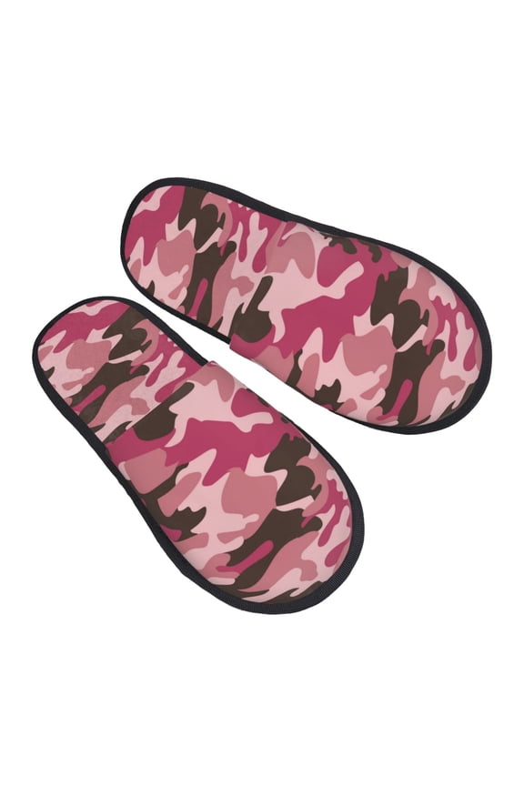 House Slippers for Women Men - Pink Purple Camouflage Lightweight House Shoes Fuzzy Slippers, Soft Slip-On Cozy House Slippers for Woman Indoor Outdoor