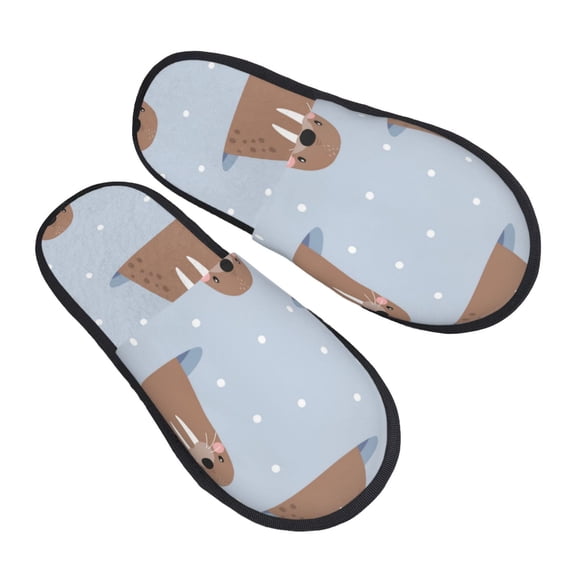 House Slippers for Women Men - Playful Walrus Wonders Lightweight House Shoes Fuzzy Slippers, Soft Slip-On Cozy House Slippers for Woman Indoor Outdoor
