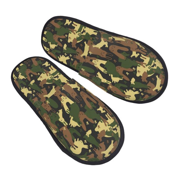 House Slippers for Women Men - Rabbit Green Camouflage Lightweight House Shoes Fuzzy Slippers, Soft Slip-On Cozy House Slippers for Woman Indoor Outdoor