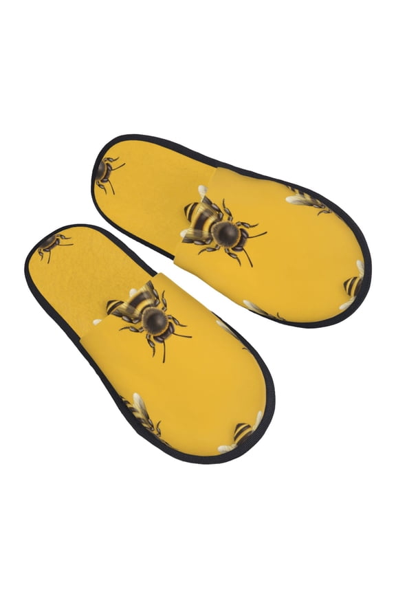 House Slippers for Women Men - Realistic Bee cute cool yellow Lightweight House Shoes Fuzzy Slippers, Soft Slip-On Cozy House Slippers for Woman Indoor Outdoor