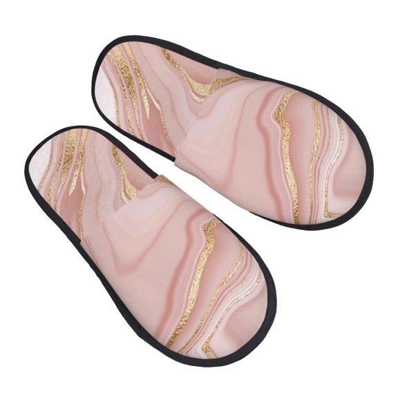 House Slippers for Women Men - Rose Gold Glitter Splatter Lightweight House Shoes Fuzzy Slippers, Soft Slip-On Cozy House Slippers for Woman Indoor Outdoor