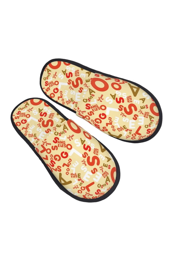 House Slippers for Women Men - Scandinavian Alphabet2 Lightweight House Shoes Fuzzy Slippers, Soft Slip-On Cozy House Slippers for Woman Indoor Outdoor