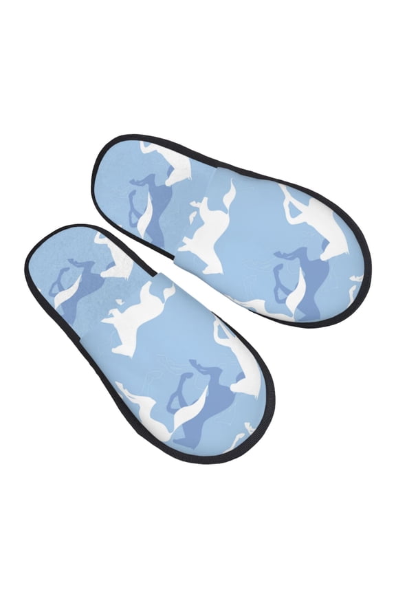 House Slippers for Women Men - Simple Cool Horse Blue And White Lightweight House Shoes Fuzzy Slippers, Soft Slip-On Cozy House Slippers for Woman Indoor Outdoor