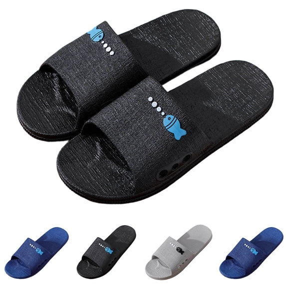 House Slippers Women Men Slip-on Flat Heel Non-Slip Slides Shoes Unisex Comfortable Soft Thickened Soled Indoor Outdoor Walking Sandals