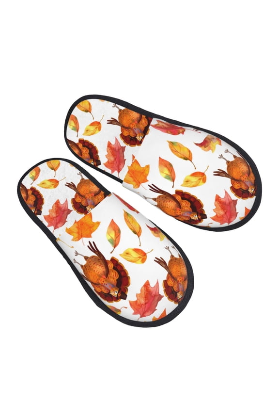 House Slippers for Women Men - Thanksgiving Turkey Leaves Lightweight House Shoes Fuzzy Slippers, Soft Slip-On Cozy House Slippers for Woman Indoor Outdoor