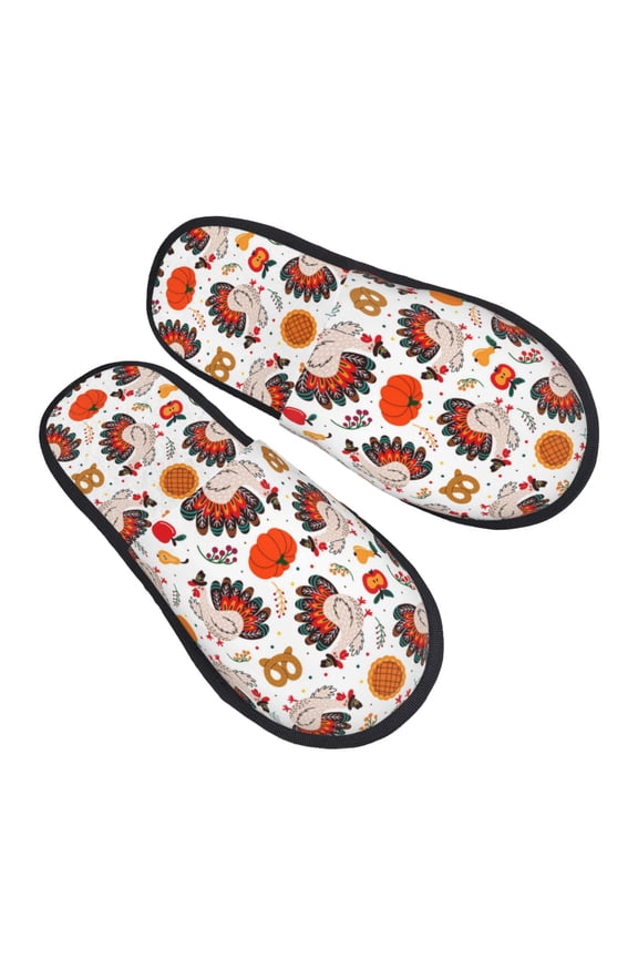 House Slippers for Women Men - Turkey And Thanksgiving2 Lightweight House Shoes Fuzzy Slippers, Soft Slip-On Cozy House Slippers for Woman Indoor Outdoor