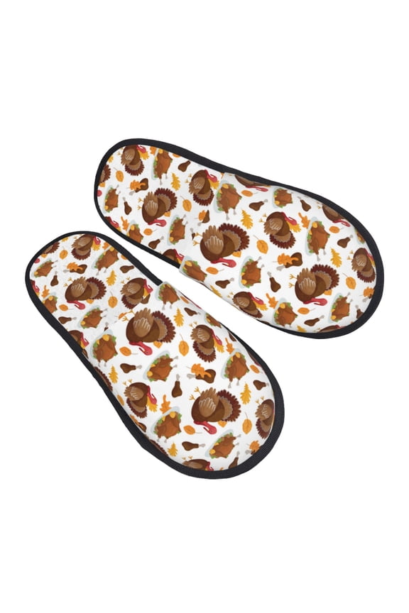 House Slippers for Women Men - Turkey And Thanksgiving3 Lightweight House Shoes Fuzzy Slippers, Soft Slip-On Cozy House Slippers for Woman Indoor Outdoor