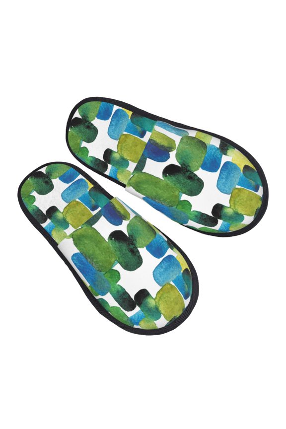 House Slippers for Women Men - abstractly Bright Green pattern Lightweight House Shoes Fuzzy Slippers, Soft Slip-On Cozy House Slippers for Woman Indoor Outdoor