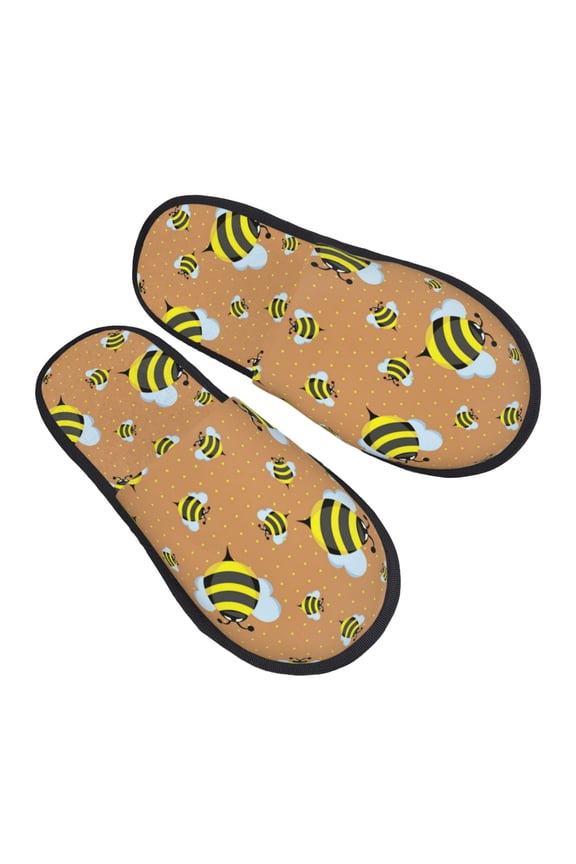House Slippers for Women Men - bee cute polka dots cartoon Lightweight House Shoes Fuzzy Slippers, Soft Slip-On Cozy House Slippers for Woman Indoor Outdoor