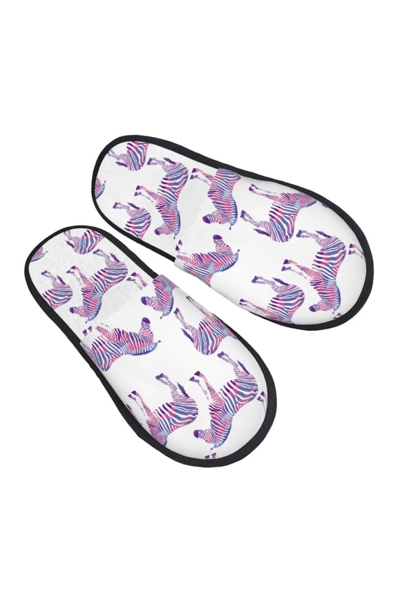 House Slippers for Women Men - bright colorful zebras cool Lightweight House Shoes Fuzzy Slippers, Soft Slip-On Cozy House Slippers for Woman Indoor Outdoor
