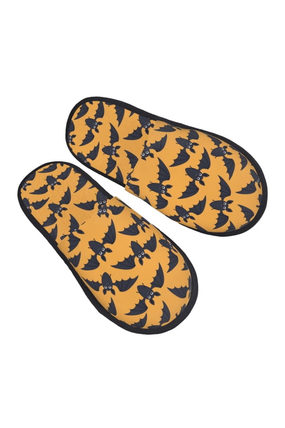 House Slippers for Women Men - cool bats Halloween yellow Lightweight House Shoes Fuzzy Slippers, Soft Slip-On Cozy House Slippers for Woman Indoor Outdoor