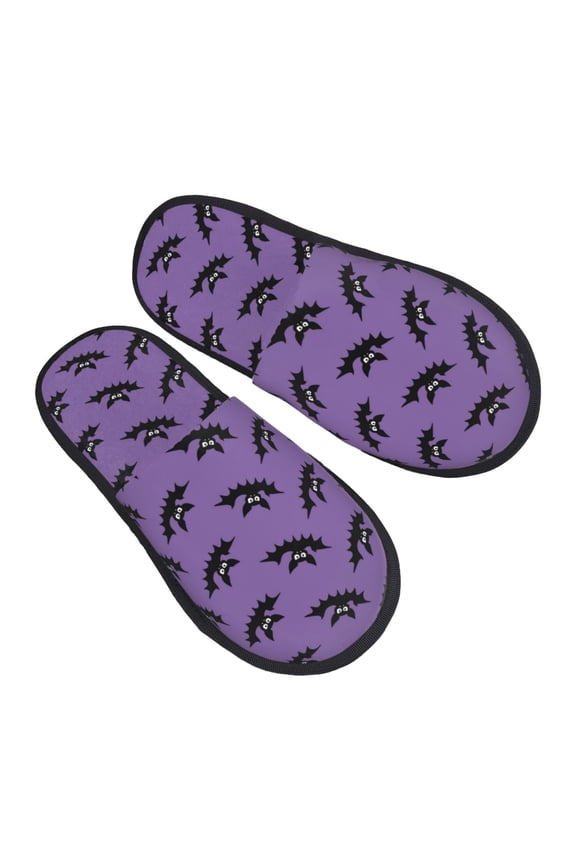 House Slippers for Women Men - cool bats gothic Halloween purple Lightweight House Shoes Fuzzy Slippers, Soft Slip-On Cozy House Slippers for Woman Indoor Outdoor