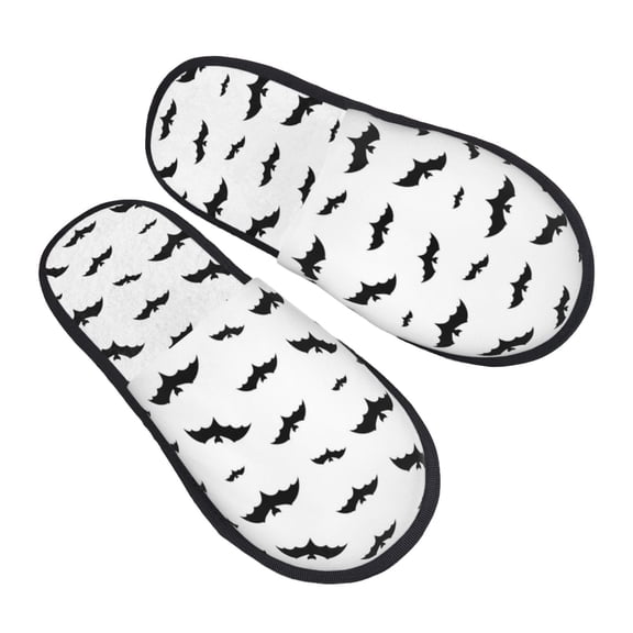 House Slippers for Women Men - cool black bats halloween Lightweight House Shoes Fuzzy Slippers, Soft Slip-On Cozy House Slippers for Woman Indoor Outdoor