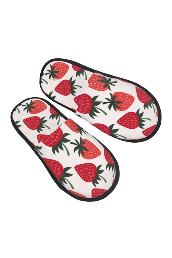 House Slippers for Women Men - cute strawberries print Lightweight House Shoes Fuzzy Slippers, Soft Slip-On Cozy House Slippers for Woman Indoor Outdoor