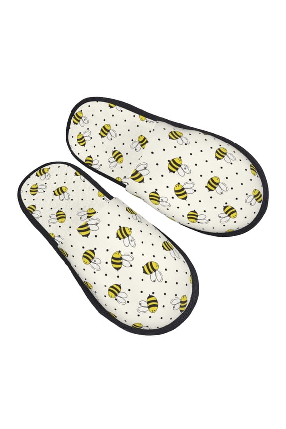 House Slippers for Women Men - funny bees polka dots Lightweight House Shoes Fuzzy Slippers, Soft Slip-On Cozy House Slippers for Woman Indoor Outdoor