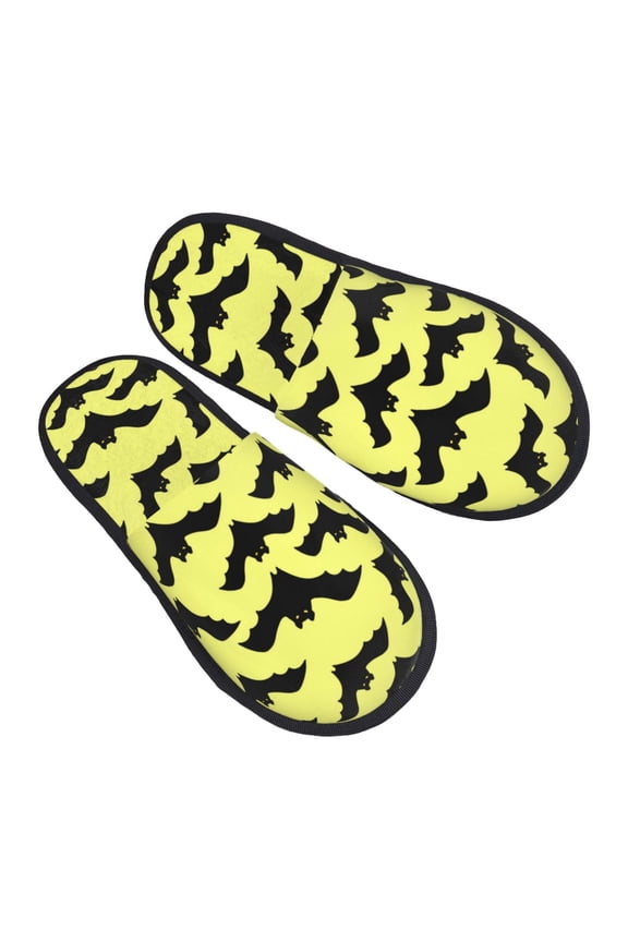 House Slippers for Women Men - funny cartoon bats Halloween yellow Lightweight House Shoes Fuzzy Slippers, Soft Slip-On Cozy House Slippers for Woman Indoor Outdoor