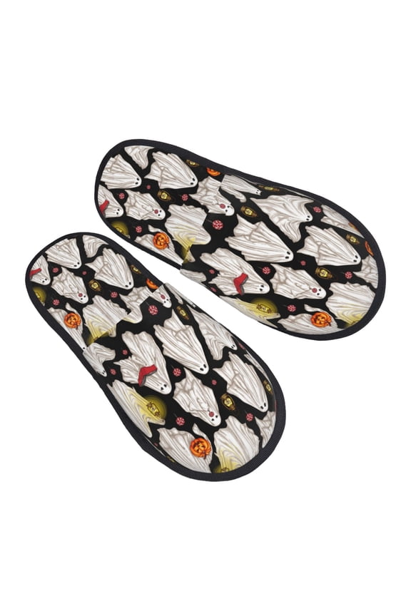 House Slippers for Women Men - funny ghost halloween Lightweight House Shoes Fuzzy Slippers, Soft Slip-On Cozy House Slippers for Woman Indoor Outdoor