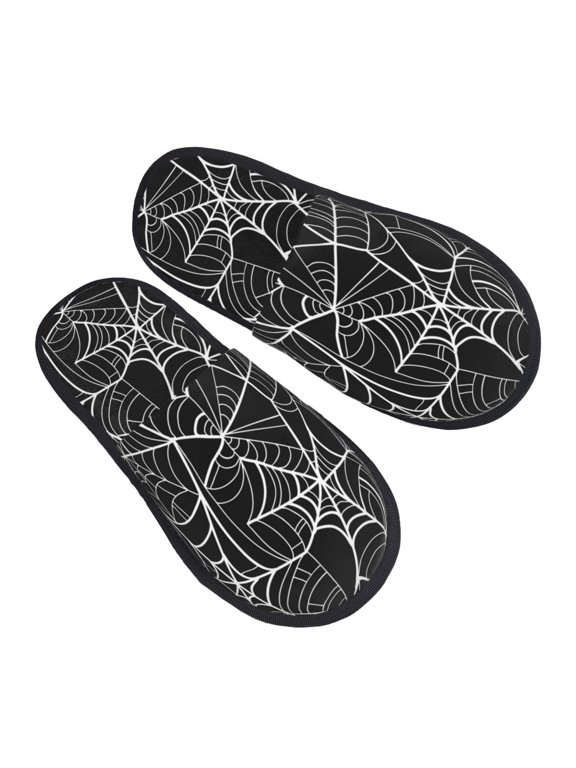 House Slippers for Women Men - halloween Spider web print Lightweight House Shoes Fuzzy Slippers, Soft Slip-On Cozy House Slippers for Woman Indoor Outdoor