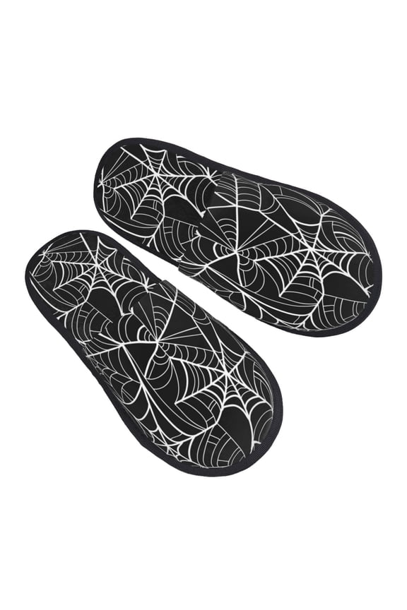 House Slippers for Women Men - halloween Spider web print Lightweight House Shoes Fuzzy Slippers, Soft Slip-On Cozy House Slippers for Woman Indoor Outdoor