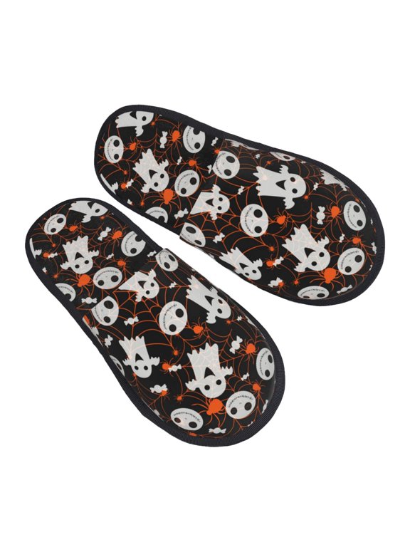 House Slippers for Women Men - halloween spider web ghost Lightweight House Shoes Fuzzy Slippers, Soft Slip-On Cozy House Slippers for Woman Indoor Outdoor