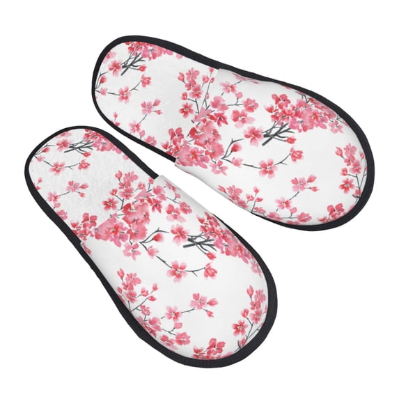 House Slippers for Women Men - pink berry blossoms white Lightweight House Shoes Fuzzy Slippers, Soft Slip-On Cozy House Slippers for Woman Indoor Outdoor